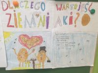 Plakat o wartościach odżywczych ziemniaków wykonany przez ucz, klasy 3